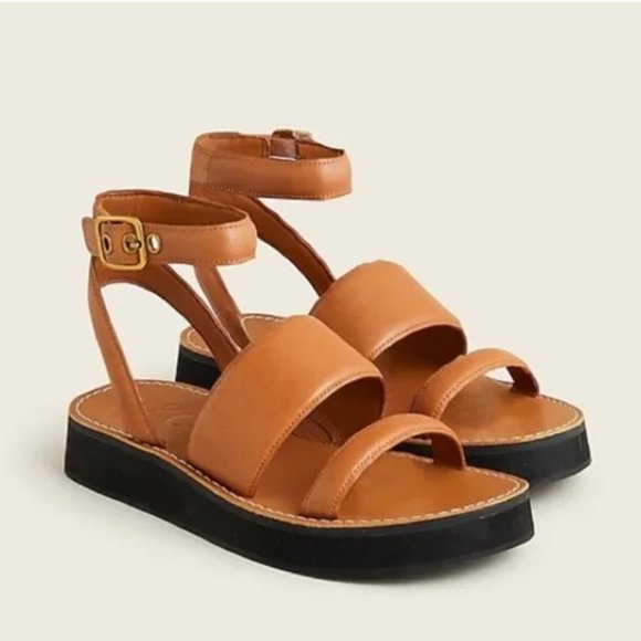 NIB JCREW Mallorca Leather platform double-strap sandals - Picture 4 of 8
